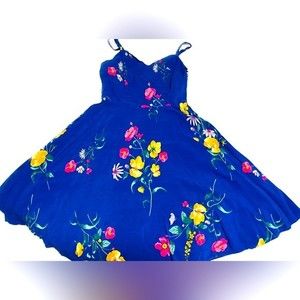 Old Navy Dress Women's XS Blue Floral Print Cami Flowy Sweetheart Neckline